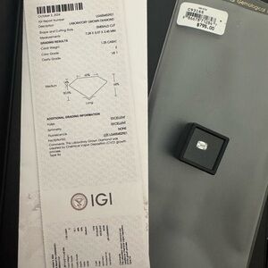 1.25 Lab-Grown Emerald Cut Diamond with IGI Certificate